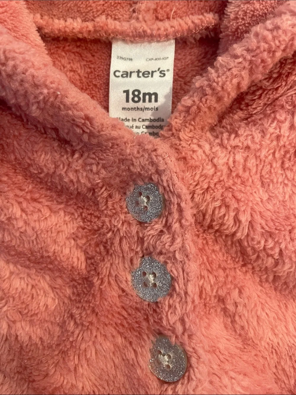 Carter's Dusty Pink Hooded Plush Top and Little Me White Floral Zip Footie